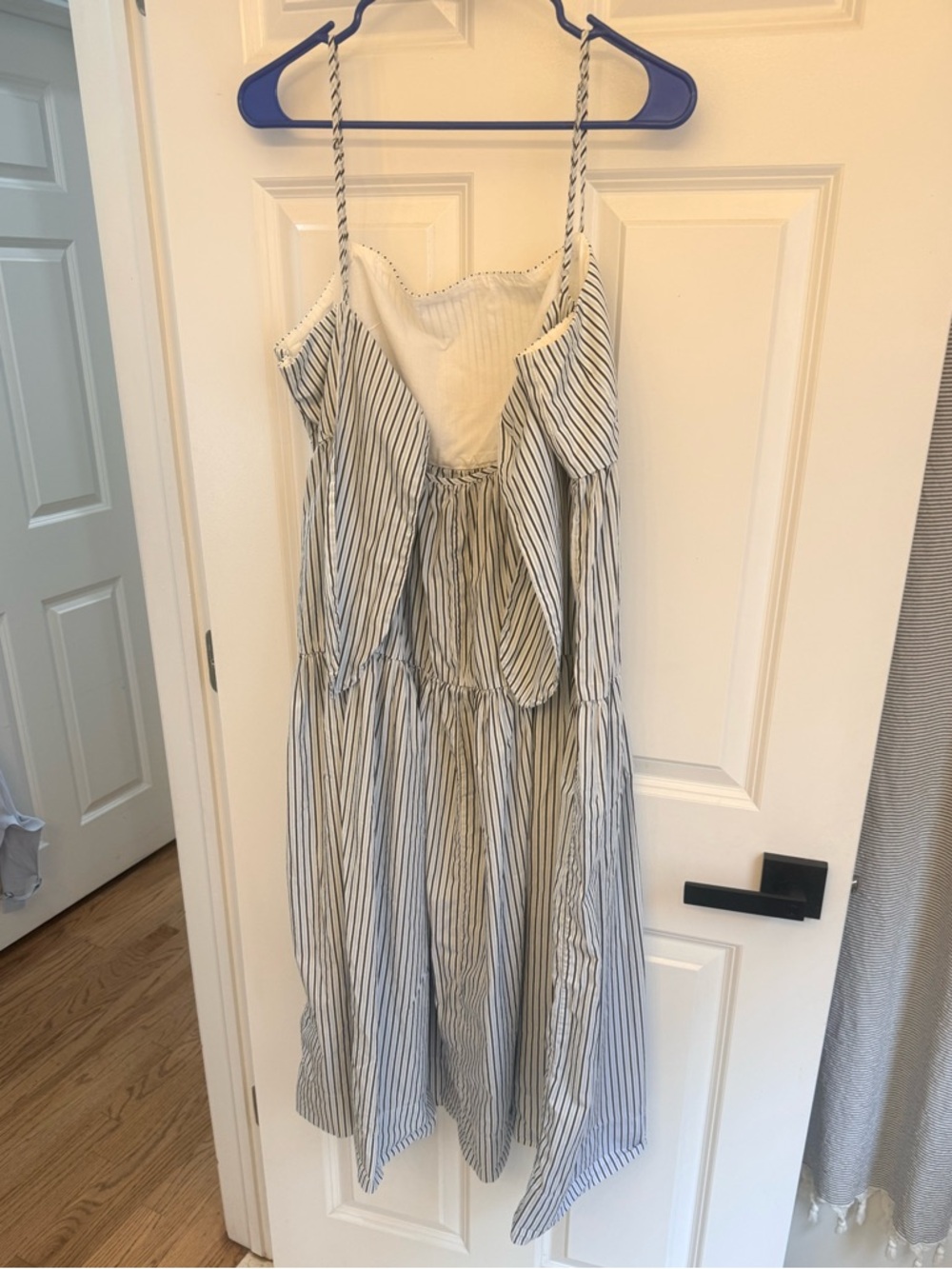 J. Crew Navy & White Striped Tie-back Tiered Sundress 16 TALL 100% cotton - Picture 5 of 7